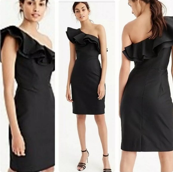 j crew one shoulder ruffle dress